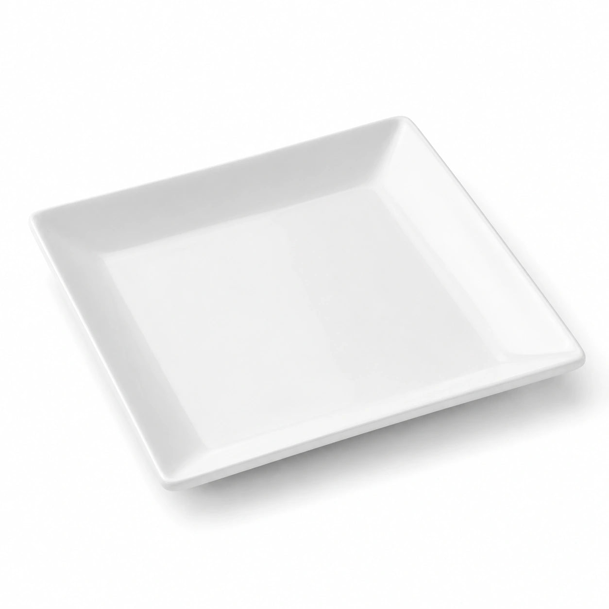 Plat de service carré 25×25 cm en céramique blanche à bords relevés