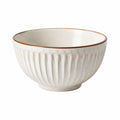 Bol en céramique 16 cm blanc style strié pour repas