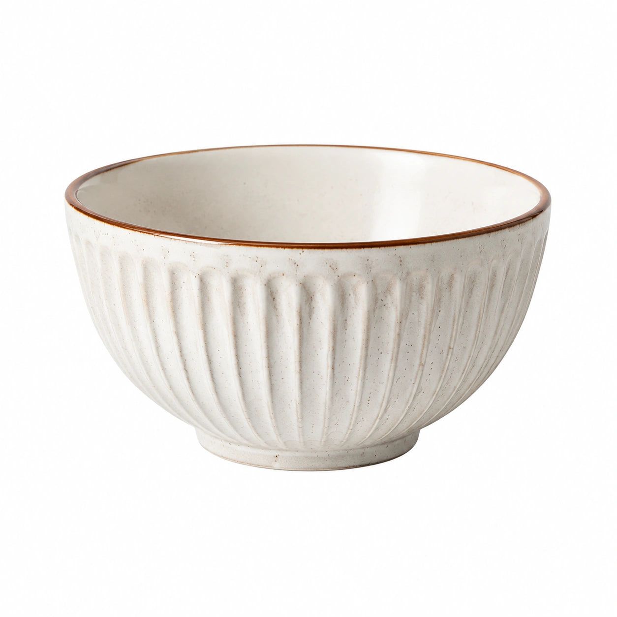 Bol en céramique 16 cm blanc style strié pour repas