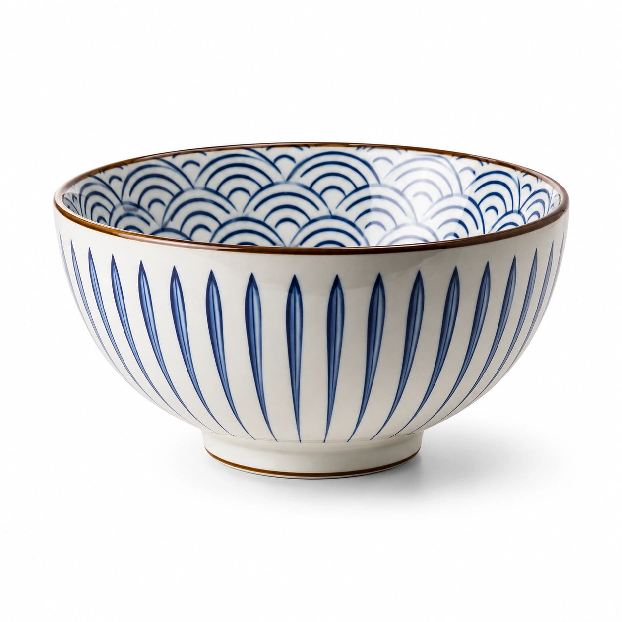 Bol en céramique 18 cm blanc bleu à motifs pour service de table