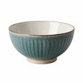 Bol en céramique 700 ml bleu vert et beige à relief strié
