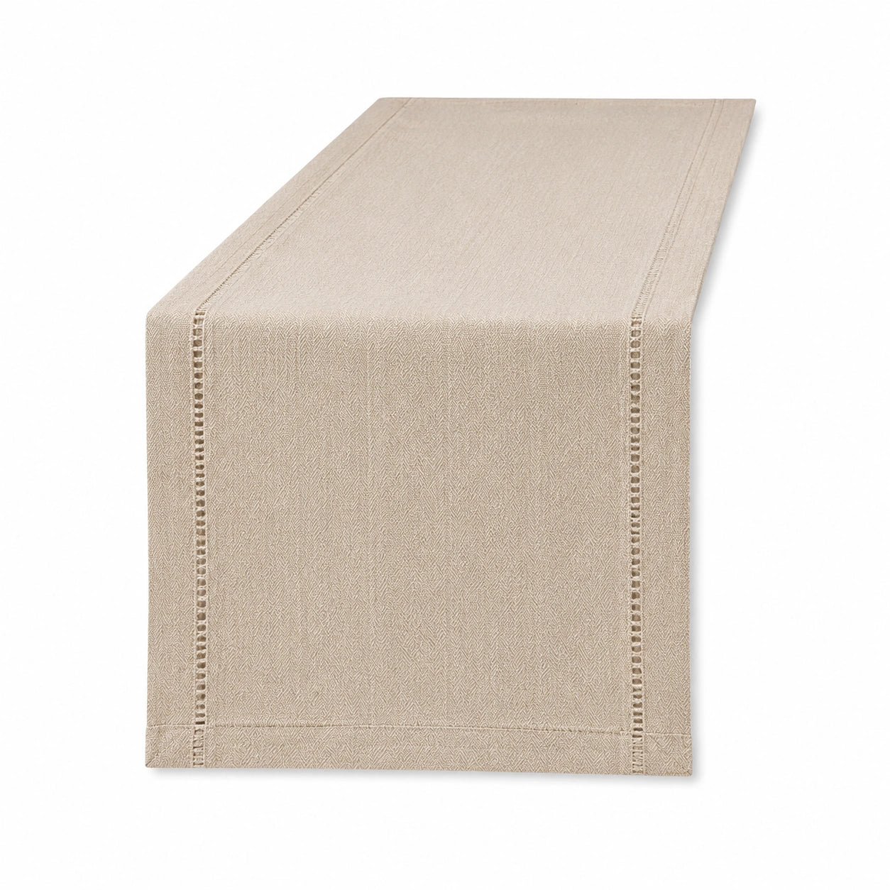 Chemin de table 180 x 40 cm en coton beige à chevrons style naturel