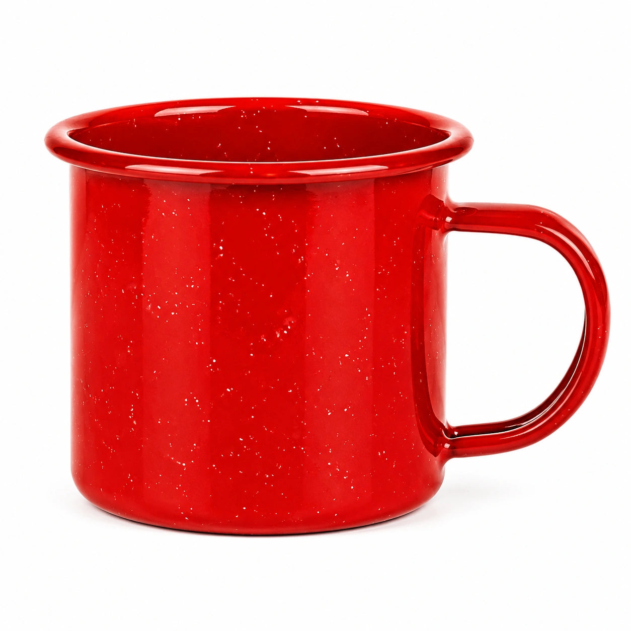 Mug émaillé 350 ml rouge en acier pour boissons chaudes style moucheté