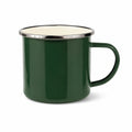 Mug émaillé 350 ml vert en acier avec anse style rétro