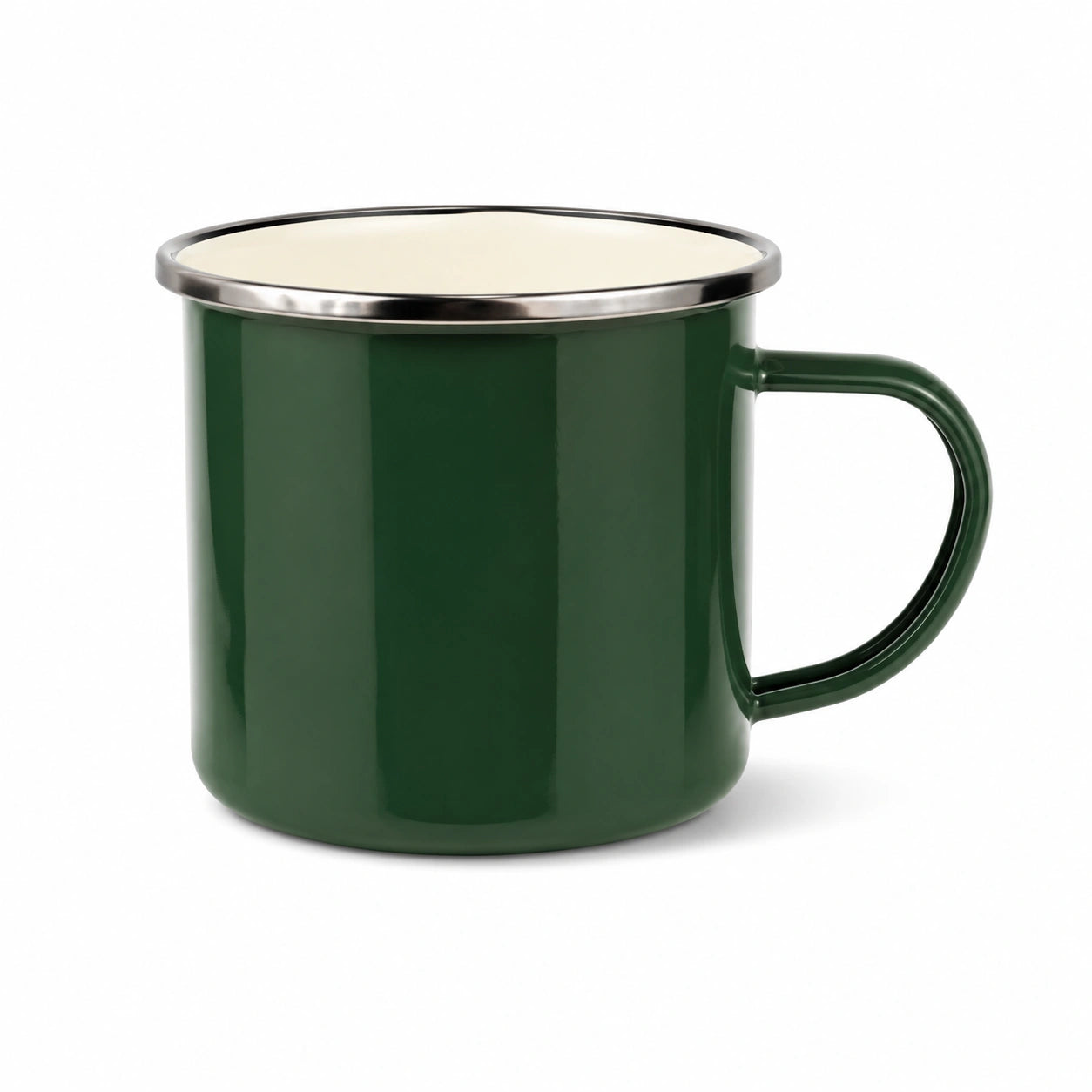 Mug émaillé 350 ml vert en acier avec anse style rétro