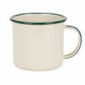 Mug 350 ml 9 cm en acier émaillé blanc et vert pour boissons style vintage