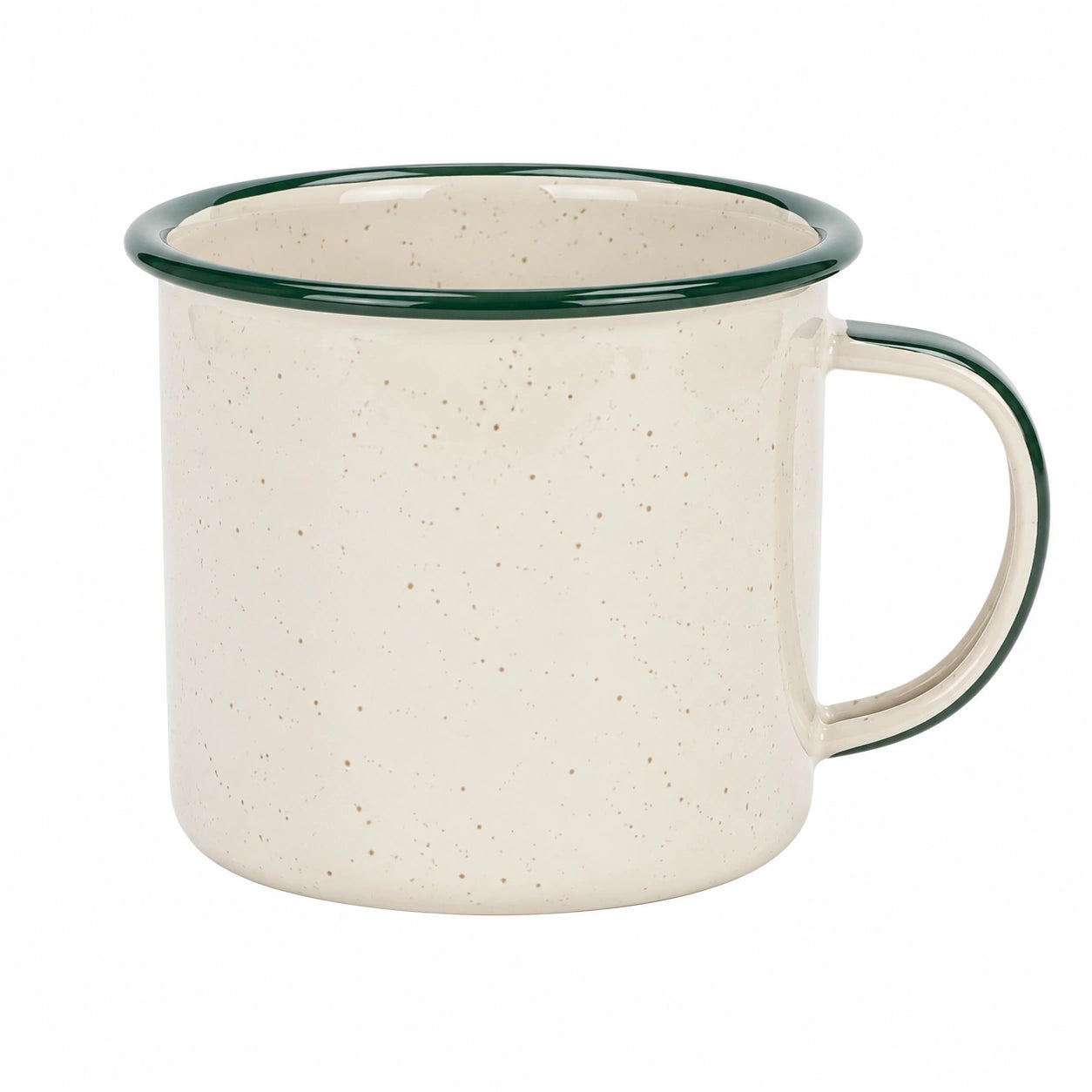 Mug 350 ml 9 cm en acier émaillé blanc et vert pour boissons style vintage