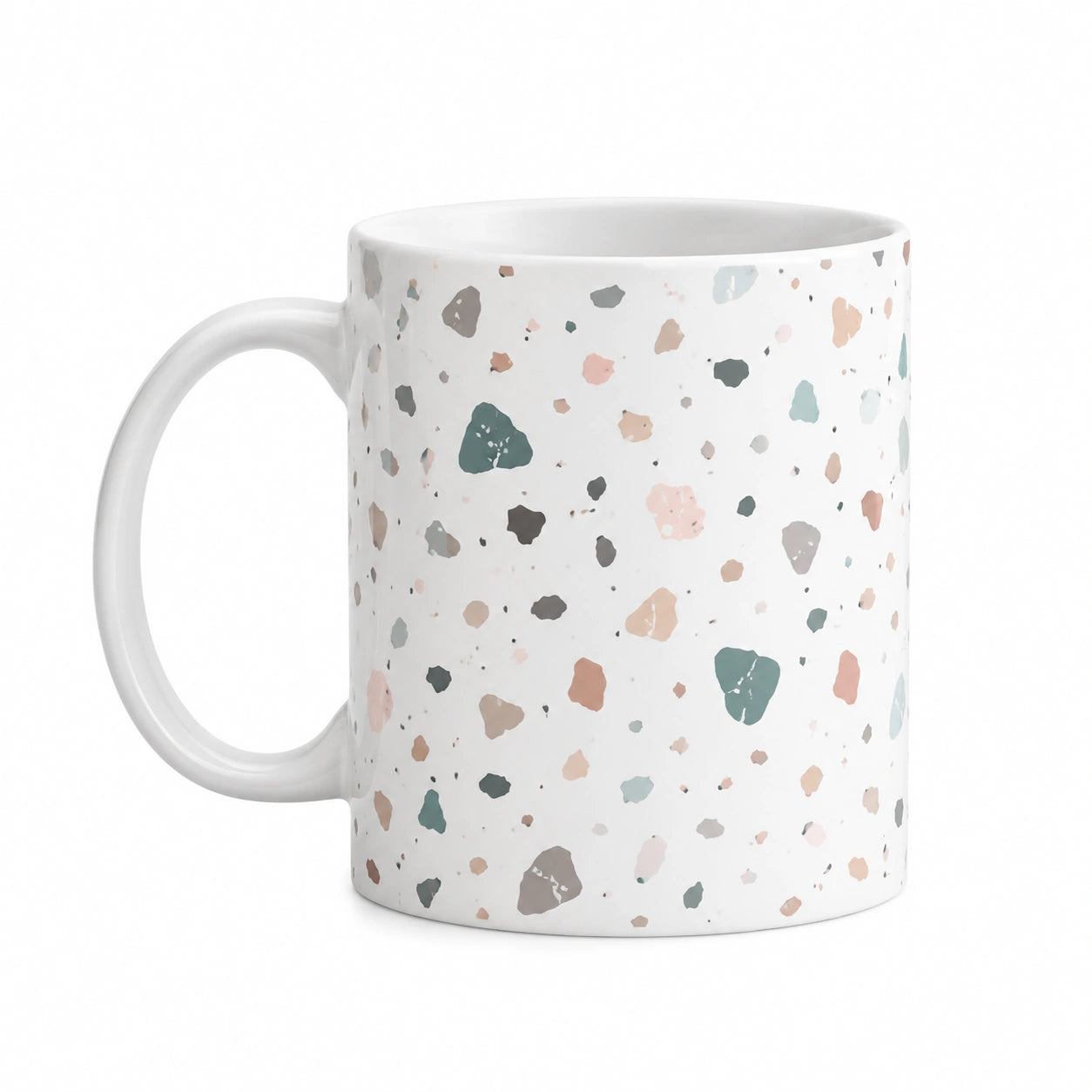 Mug 350 ml en céramique blanche à motif terrazzo avec anse