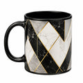 Mug 350 ml en céramique noir blanc doré motif marbre géométrique - anse ronde