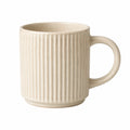 Mug 400 ml en céramique beige texturée avec anse - tasse à café striée