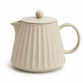 Théière 900 ml 23 x 14 x 17 cm en céramique beige avec couvercle style strié