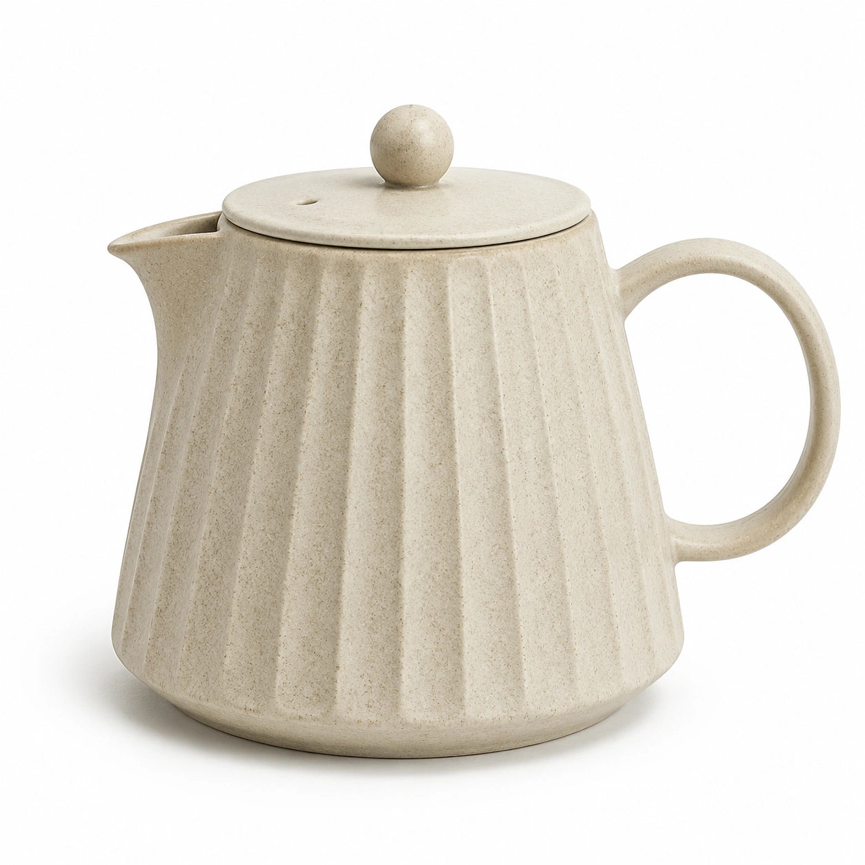 Théière 900 ml 23 x 14 x 17 cm en céramique beige avec couvercle style strié