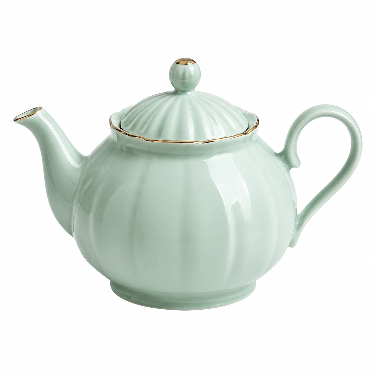 Théière 900 ml en céramique vert menthe avec couvercle style classique