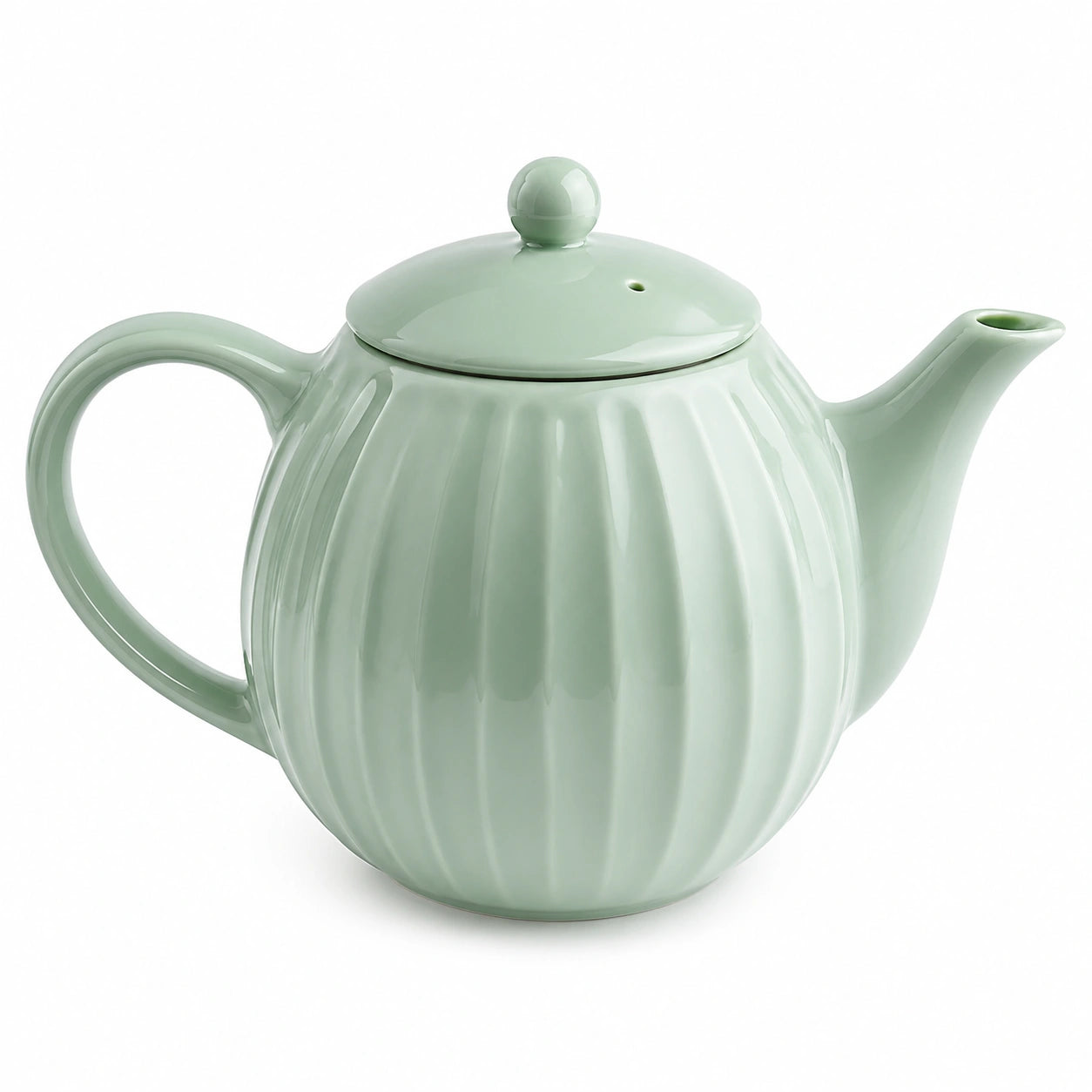 Théière 900 ml en céramique vert pâle à relief pour infusion et service